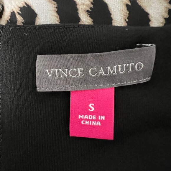 Vince Camuto Womens Leopard Print Maxi Trapeze Dress Black Tan size Small - Picture 11 of 13